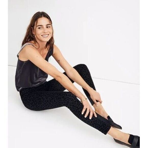 Madewell 9" Mid-Rise Skinny Jeans: Flocked Leopard Animal Edition sz 31 Mob Wife - Picture 5 of 11